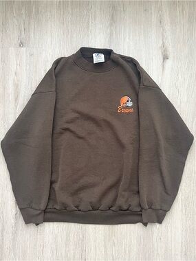 Vintage Cleveland Browns Sweatshirt Mens L Brown NFL Crewneck Logo 90's Y2K